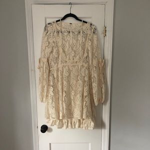 Free People boho cream lace dress size M